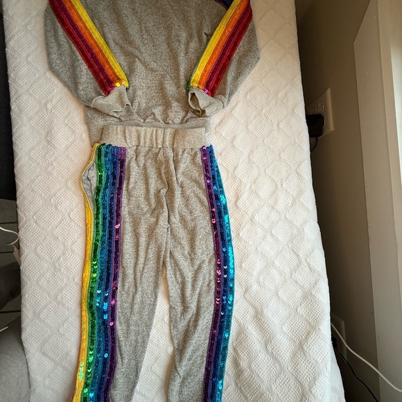 Lola + The Boys Gray Joggers with Rainbow Sequins - Picture 2 of 4